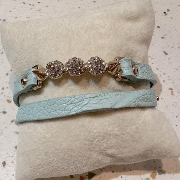 Crystal Spike Cuff Wrap Bracelet‎ in Teal Blue - Picture 6 of 11